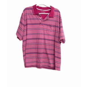 Saddlebred Striped Polo Shirt Short Sleeve Button Collar Pocket Mens Size XXL Pi